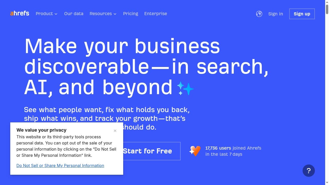 Ahrefs Brand Radar dashboard showing AI visibility metrics