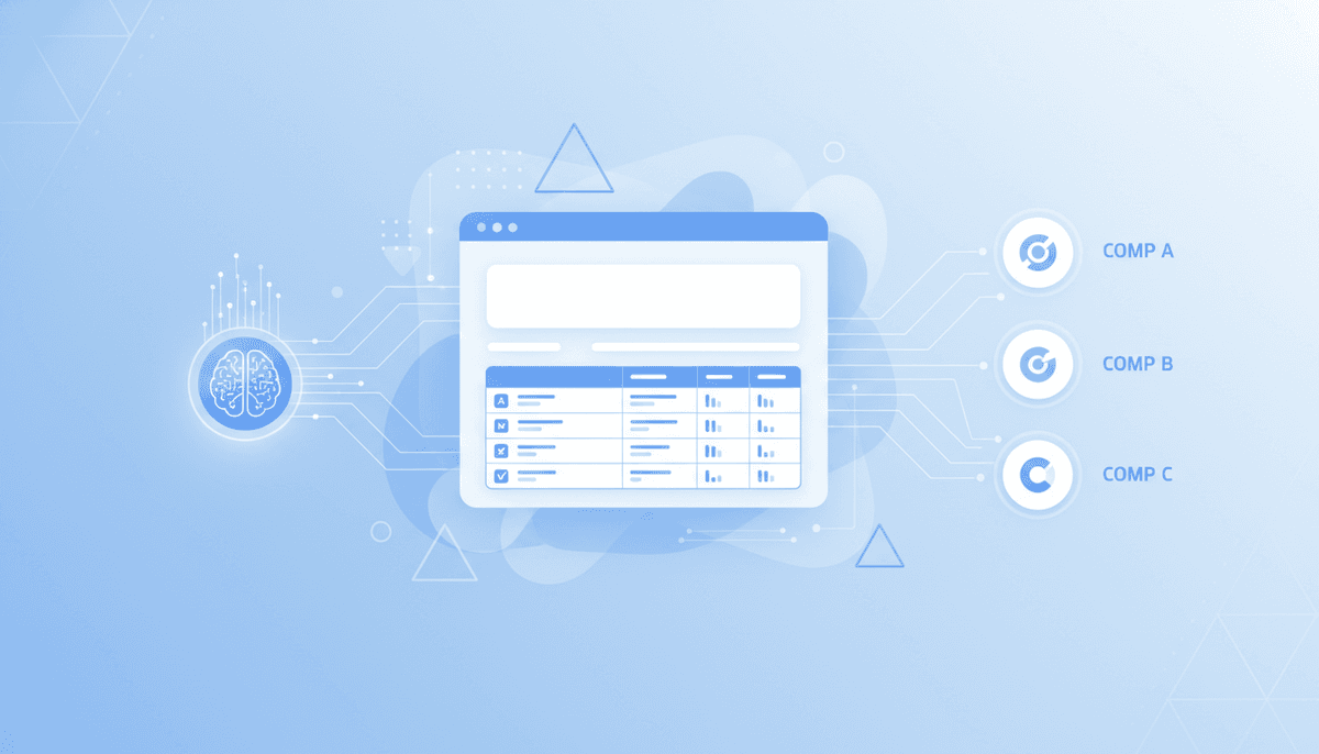 AI agent automatically generating SEO comparison pages from competitor research